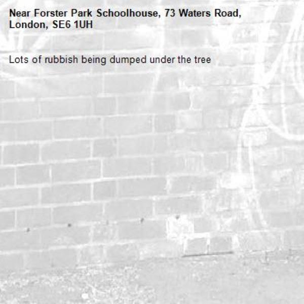 Lots of rubbish being dumped under the tree-Forster Park Schoolhouse, 73 Waters Road, London, SE6 1UH