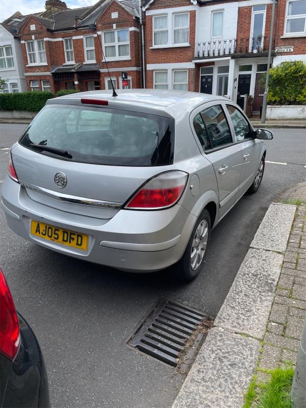 Car illegally parked. Corner of  Cunliffe and Fernthorpe -33 Cunliffe Street, London, SW16 6DS