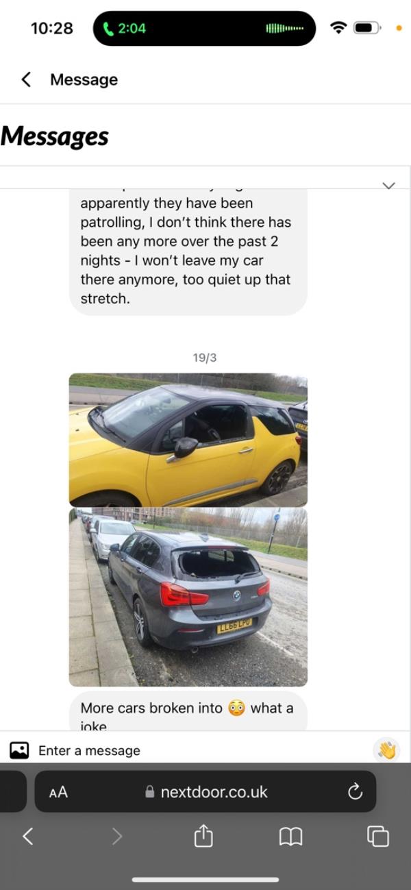 Cars are constantly being broken into !
We pay alot for council tax . I’m sure you can put cameras up along the road -Cardinal House, 29 Atlantis Avenue, Beckton, London, E16 2UG