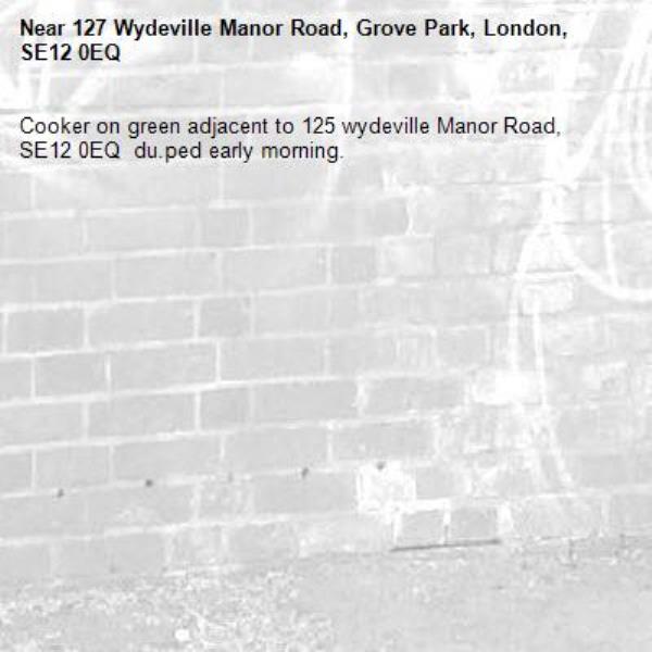 Cooker on green adjacent to 125 wydeville Manor Road, SE12 0EQ  du.ped early morning.-127 Wydeville Manor Road, Grove Park, London, SE12 0EQ