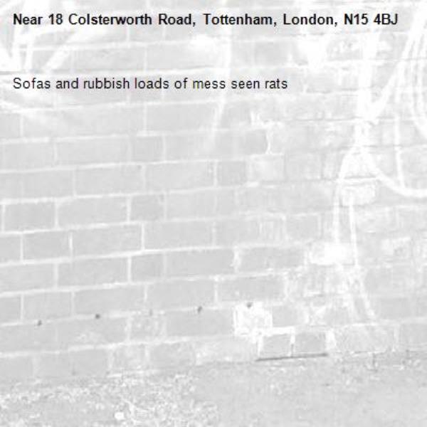 Sofas and rubbish loads of mess seen rats -18 Colsterworth Road, Tottenham, London, N15 4BJ