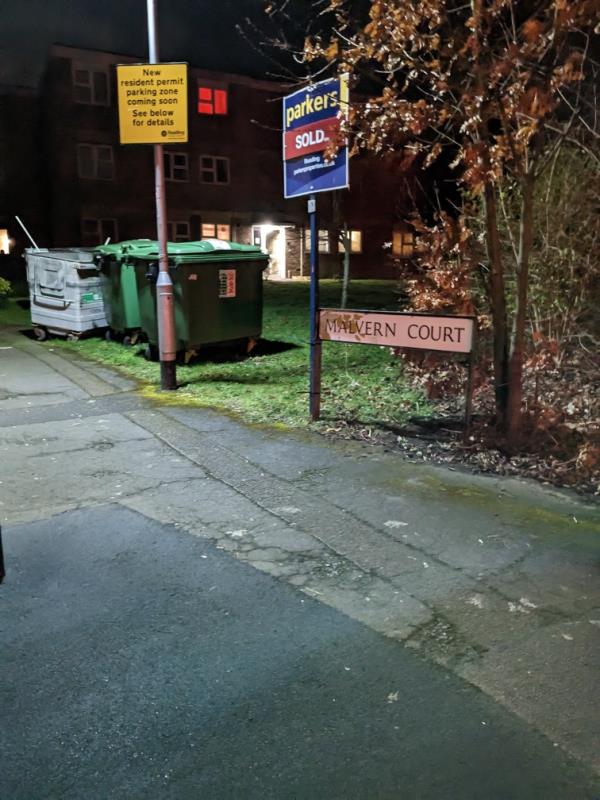 Malvern Court. Estate agent sign illegally fixed to RBC street furniture. This happens regularly in this area.  RBC should make an example by prosecuting one of the estate agents.-1 Malvern Court, Reading, RG1 5PL