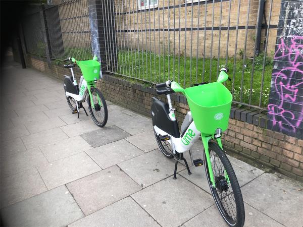 Outside Loring Hall. Please clear 2 Lime Bikes-The Hobgoblin, 272 New Cross Road, London, SE14 6AA