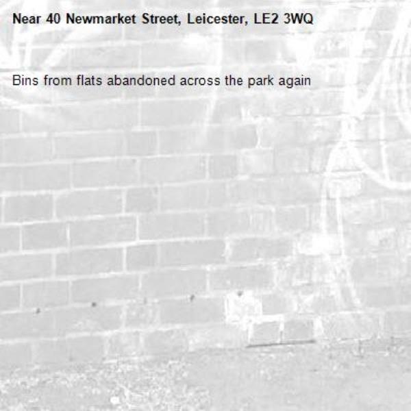 Bins from flats abandoned across the park again -40 Newmarket Street, Leicester, LE2 3WQ
