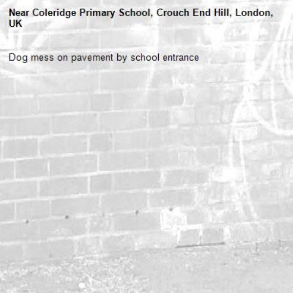 Dog mess on pavement by school entrance-Coleridge Primary School, Crouch End Hill, London, UK