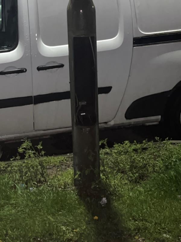 Broken lamp post wires are exposed -257 Aikman Avenue, Leicester, LE3 9PX