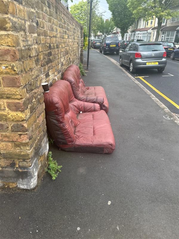2 dumped sofas-112 Corporation Street, Stratford, London, E15 3HD