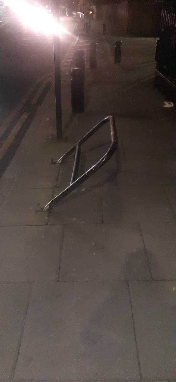 Steel Post outside Victoria pub a hazard after damage -23A High St, London E13 0AD, UK