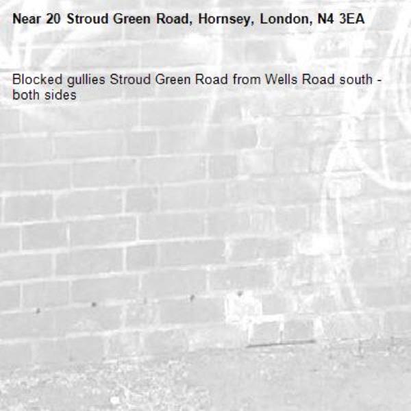 Blocked gullies Stroud Green Road from Wells Road south - both sides-20 Stroud Green Road, Hornsey, London, N4 3EA