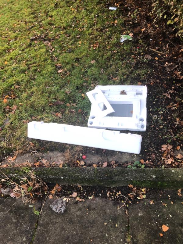 Junction of Lincombe Road. Please clear polystyrene from grass area-2 Lentmead Road, Bromley, BR1 5HL