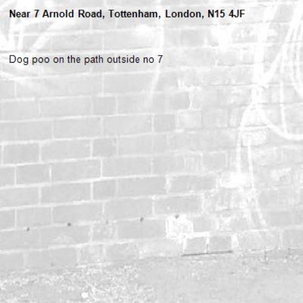 Dog poo on the path outside no 7-7 Arnold Road, Tottenham, London, N15 4JF