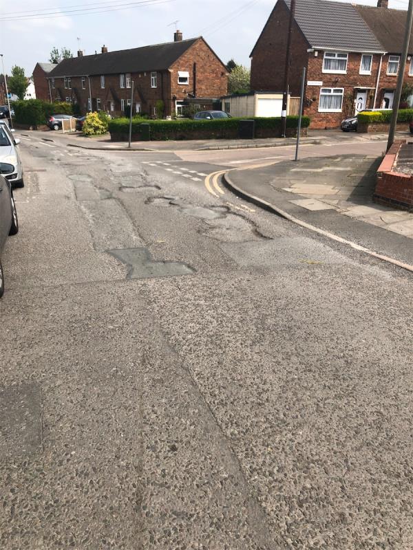Skampton Road has been damaged and have so many potholes, this road needs a complete makeover instead of filling the potholes as the road has become uneven.-1 Skampton Road, Leicester, LE5 6TN