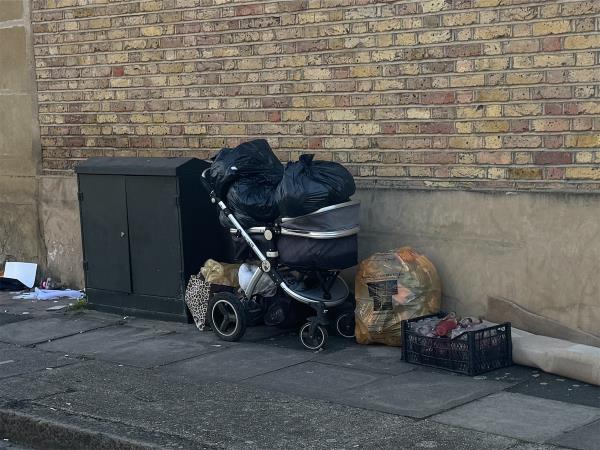 Fly Tipping of pushchair and other rubbish -73 Glenavon Road, Stratford, London, E15 4DE