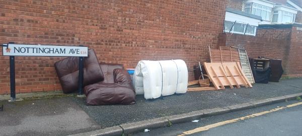 Broken  sofa, wood, mattress -1 Nottingham Avenue, West Beckton, London, E16 3RS