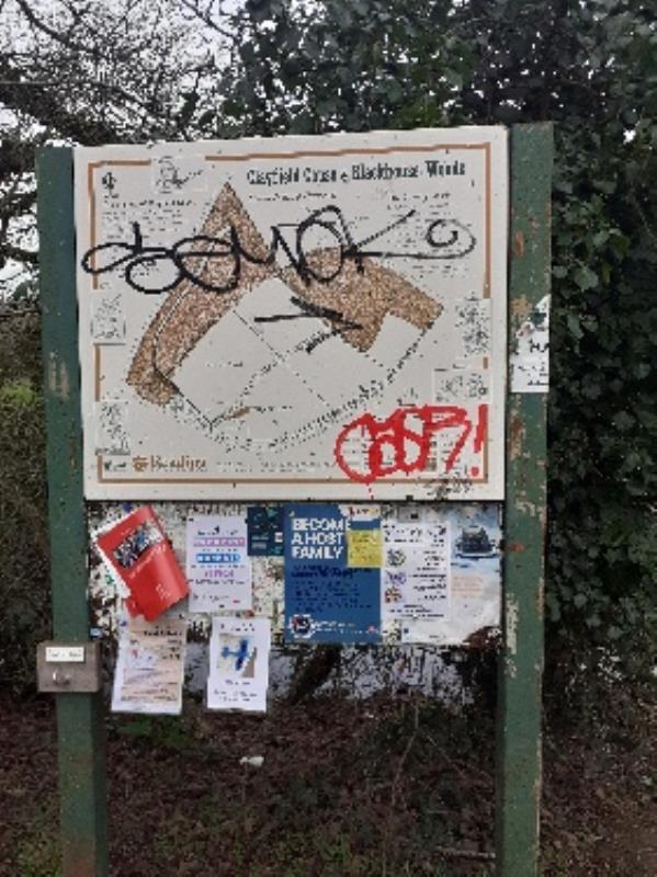 graffiti on notice board-Caversham Park Road, Caversham, Reading