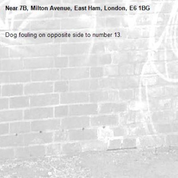Dog fouling on opposite side to number 13.-7B, Milton Avenue, East Ham, London, E6 1BG