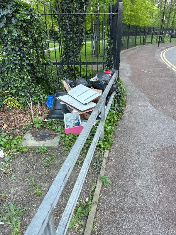 2 locations have been fly tipped. They are opposite each other. -7 William Morley Close, East Ham, London, E6 1QY