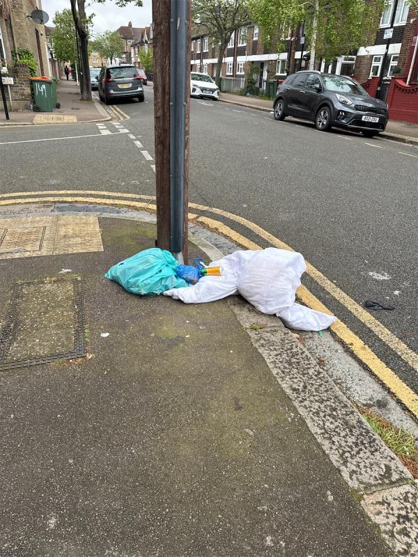 Duvet and rubbish bag. -35 Inniskilling Road, Plaistow, London, E13 9LD