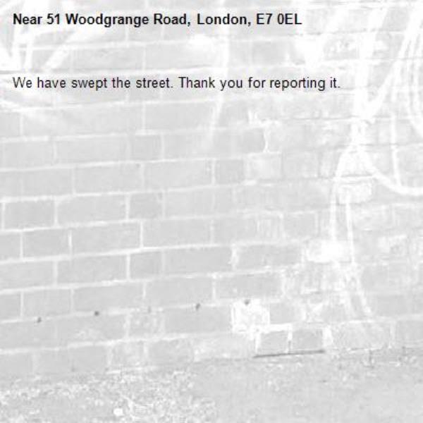 We have swept the street. Thank you for reporting it.-51 Woodgrange Road, London, E7 0EL
