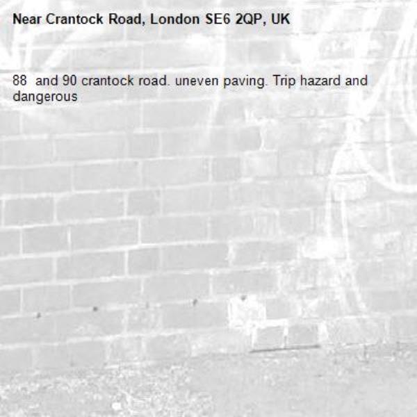 88  and 90 crantock road. uneven paving. Trip hazard and dangerous-Crantock Road, London SE6 2QP, UK