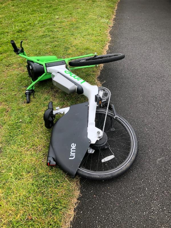 Near Orchard Road. Please clear an abandoned Lime bike-Hare And Billet Road, Blackheath, London
