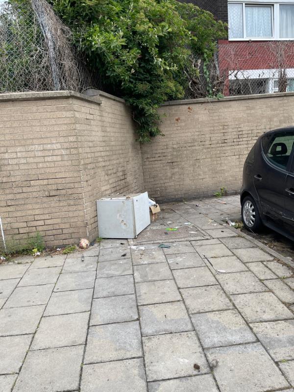 Small fridge has been there for two months, the bill stuff gets picked up but not the fridge. -65 Saint Helena Road, South Bermondsey, SE16 2QX
