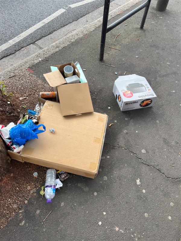 Litter pile on pavement-188A, Plashet Grove, East Ham, London, E6 1AB
