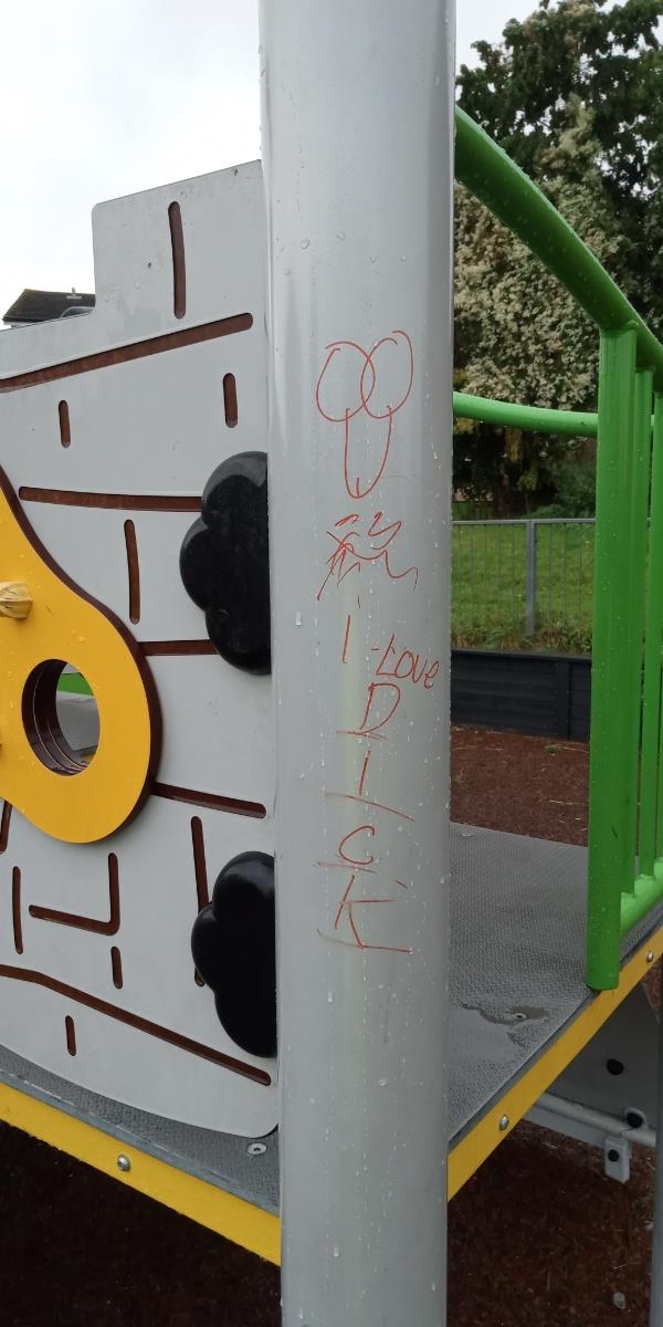 Offensive graffiti on the play equipment removed -27 Moriston Close, Reading, RG30 2PW