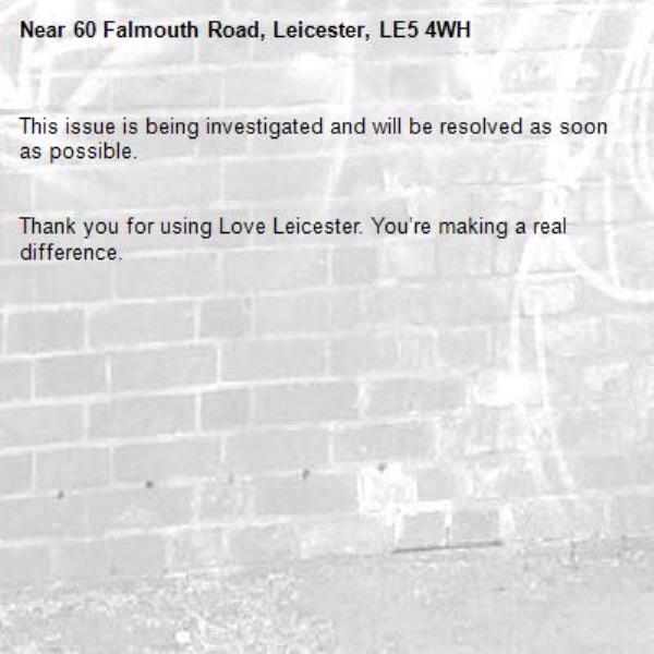 This issue is being investigated and will be resolved as soon as possible.


Thank you for using Love Leicester. You’re making a real difference.
-60 Falmouth Road, Leicester, LE5 4WH