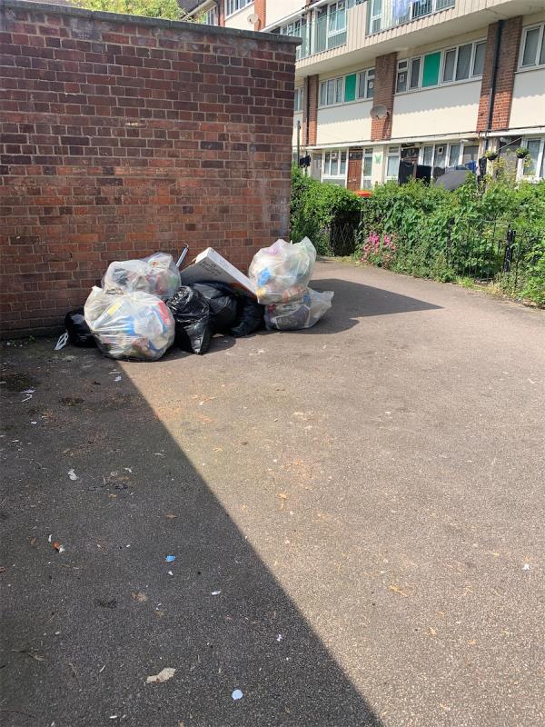 Household rubbish left outside-12 Marcus Court, Stratford, London, E15 3JU
