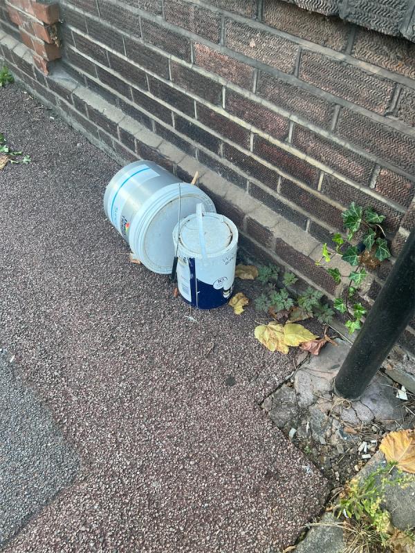2 bug paint cans. Booked this job in two days ago was told it was complete. It is not they are still there.-287 Sherrard Road, Manor Park, London, E12 6UG