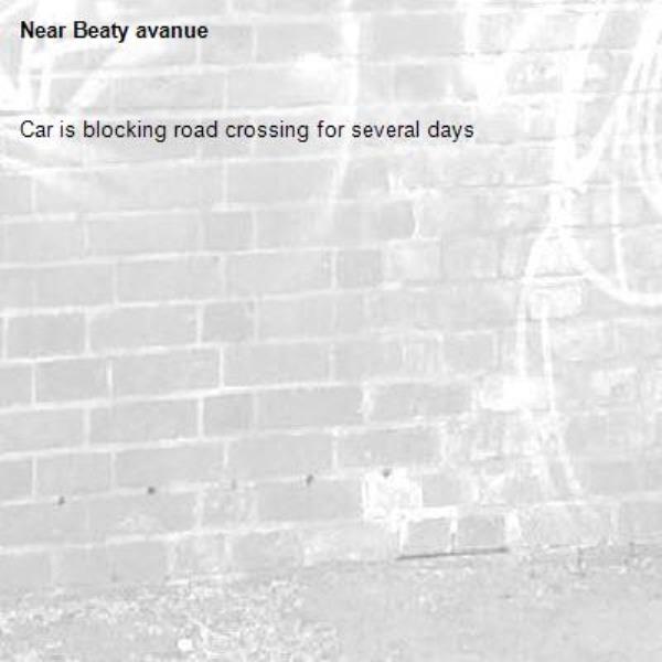 Car is blocking road crossing for several days -Beaty avanue 