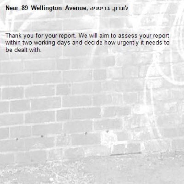 Thank you for your report. We will aim to assess your report within two working days and decide how urgently it needs to be dealt with.-89 Wellington Avenue, לונדון, בריטניה