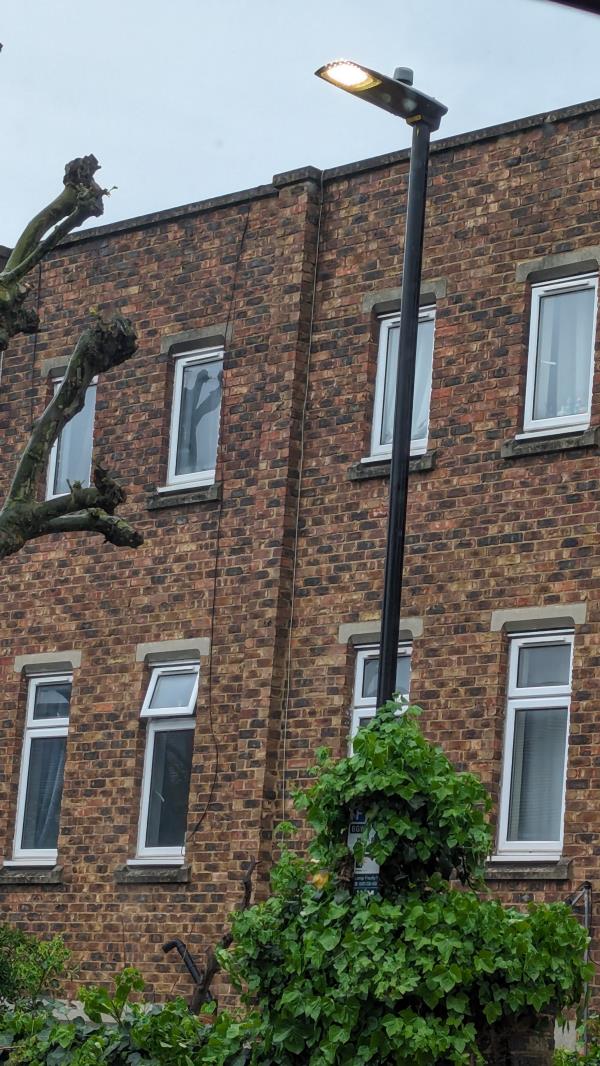 The light is on 24-7. Also please can you add a side bar as the light is disturbing as shines directly into my home.-58 Downhills Avenue, Tottenham, London, N17 6LG
