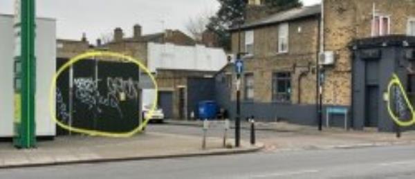 Graffiti here needs removing. Reported via Fix My Street-193-195 Lee High Road, London, SE13 5PQ