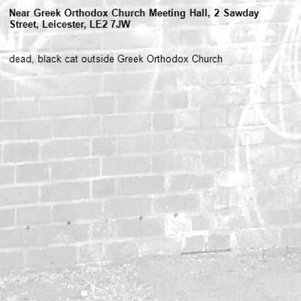 dead, black cat outside Greek Orthodox Church-Greek Orthodox Church Meeting Hall, 2 Sawday Street, Leicester, LE2 7JW