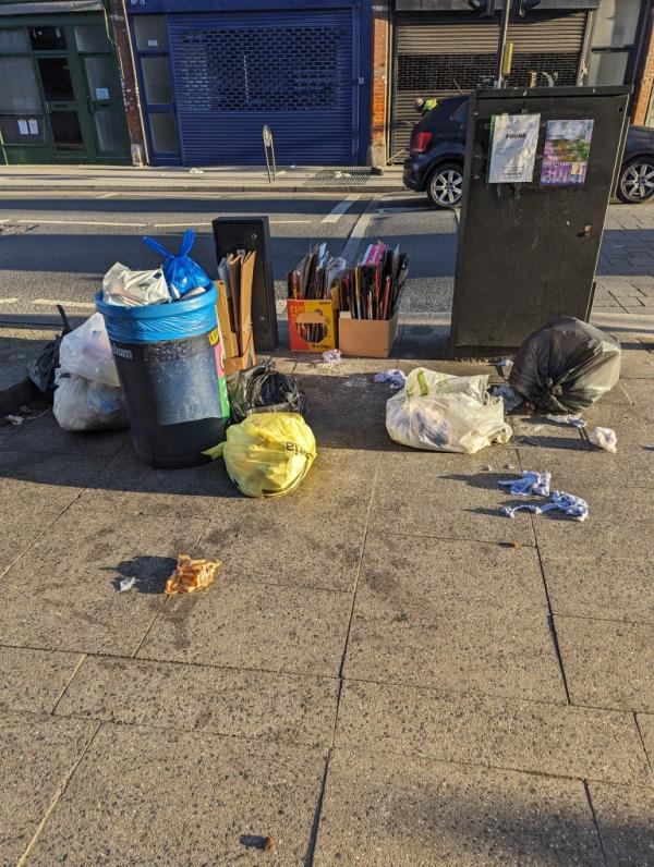 Excessive litter on pavement -Flat, 48 Ladywell Road, Ladywell, London, SE13 7UZ