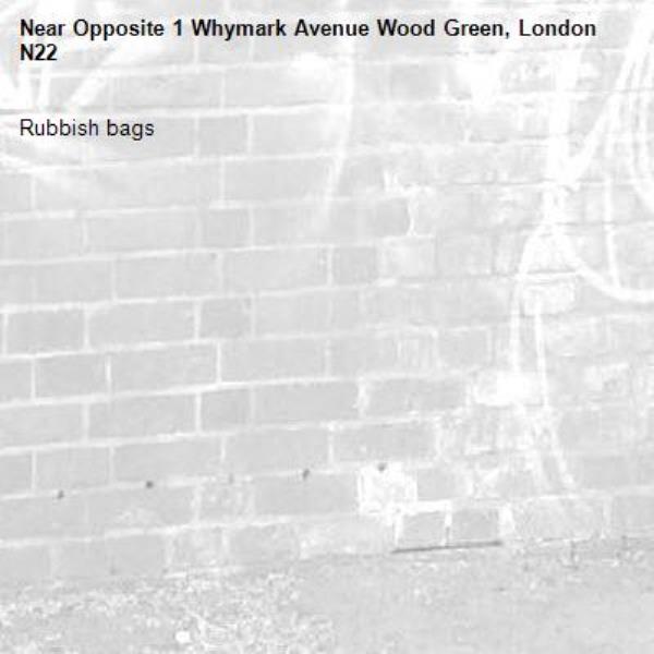 Rubbish bags-Opposite 1 Whymark Avenue Wood Green, London N22