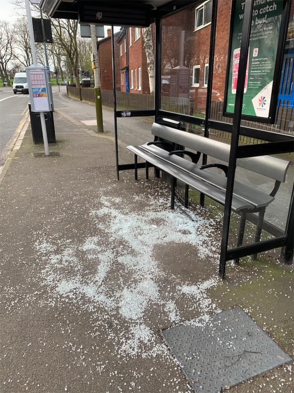 Bus stop glass smashed -243 Saffron Lane, Leicester, LE2 6UD