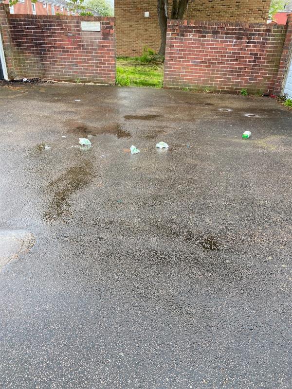 People are coming over midnight and eating there and throwing rubbish at the garages. This is happening all the time near the garages. I hope this matter will be solved thank you.-7 Selkirk Road, Leicester, LE4 7ZQ