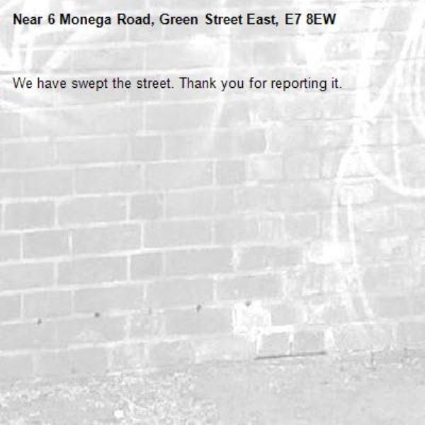 We have swept the street. Thank you for reporting it.-6 Monega Road, Green Street East, E7 8EW