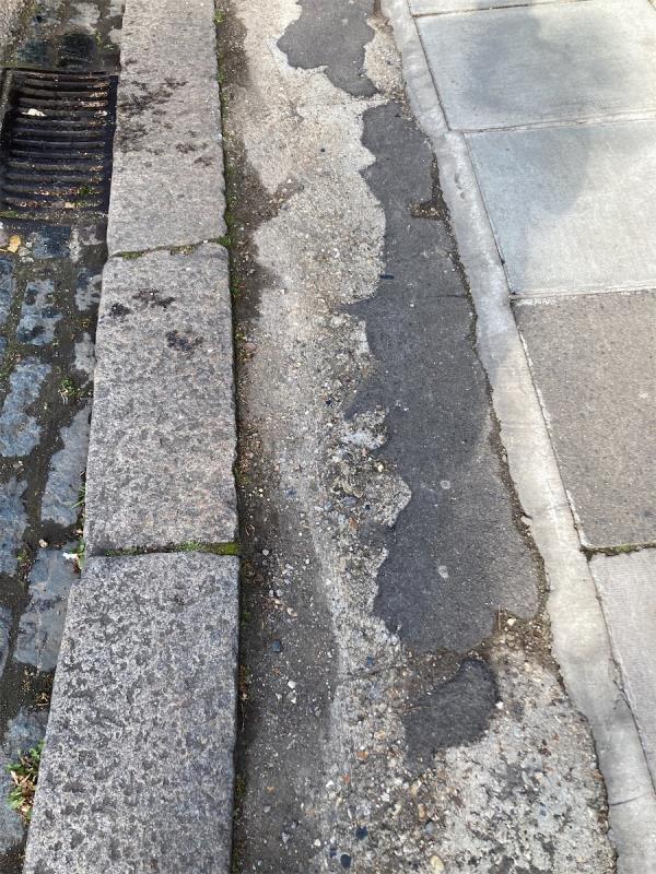 This poor pavement has still not been properly resurfaced. Much of it still looks like this. And many drivers are still parking two wheels illegally on the pavement. Please sort. I’ve reported many times over the past two years. -10 Montague Road, Tottenham, London, N15 4BD