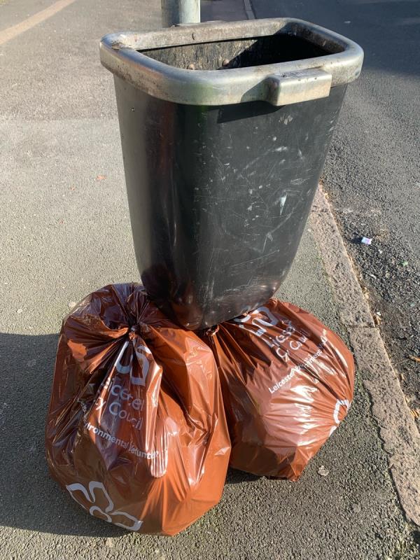 Hi Darren, there’s two bags at the bus stop. I’ve taken loads out so it can be used. Thank you 😊 -450 Saffron Lane, Freemen, LE2 6SB, England, United Kingdom