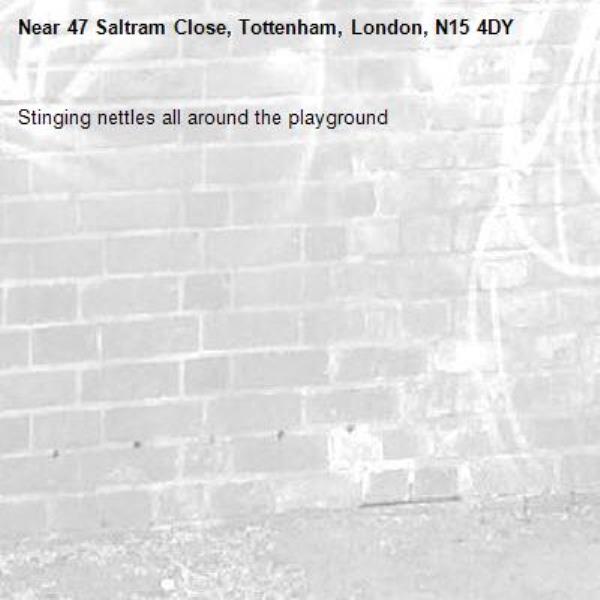 Stinging nettles all around the playground -47 Saltram Close, Tottenham, London, N15 4DY