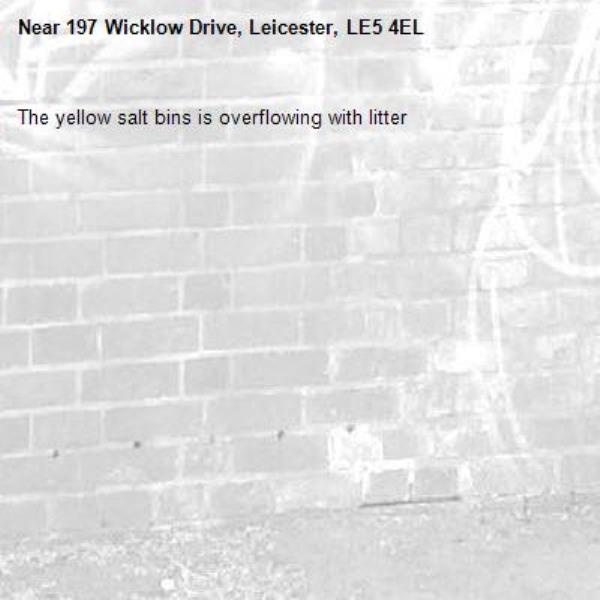 The yellow salt bins is overflowing with litter-197 Wicklow Drive, Leicester, LE5 4EL