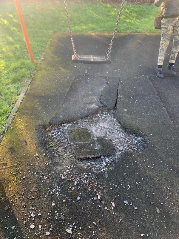 Dangerous swing ground. Please fix-Lordship Court, 253 Burnt Ash Hill, London, SE12 0QB