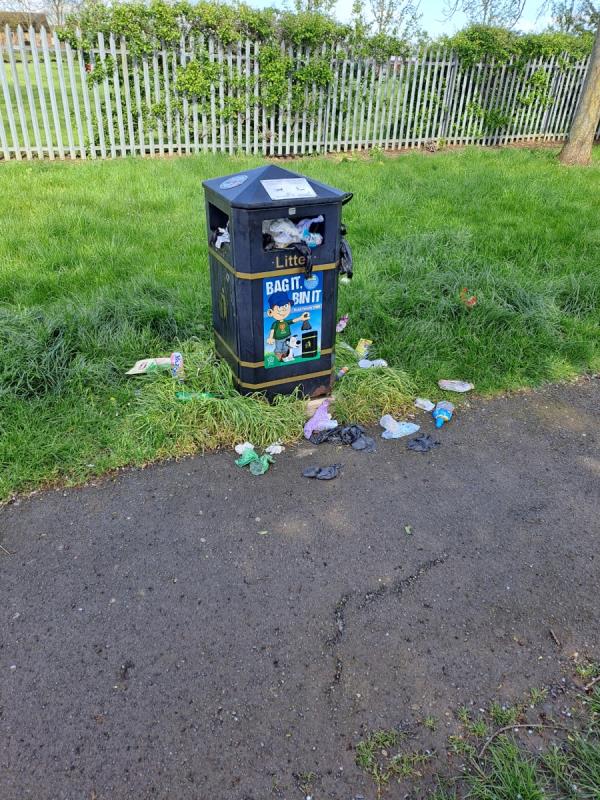 Bin overflowed in park-44 Gilbert Close, Leicester, LE4 7PF