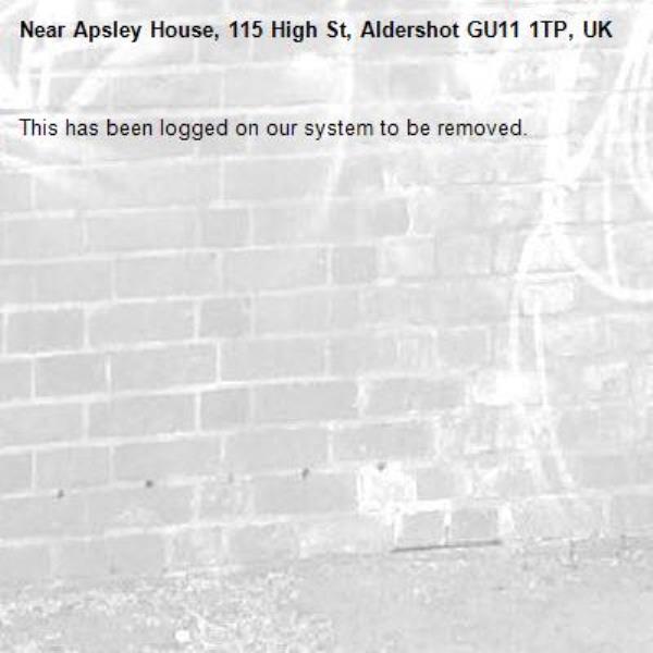 This has been logged on our system to be removed.-Apsley House, 115 High St, Aldershot GU11 1TP, UK