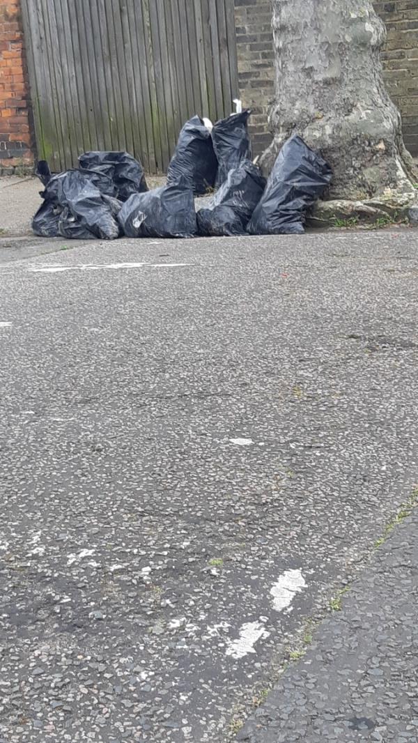 Bags on pavement -Penerley Road, Catford, London