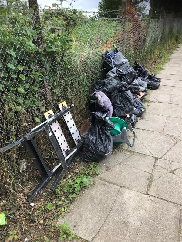 By Railway Line. Please clear bags of builders waste-113 Moremead Road, Bellingham, London, SE6 3LS